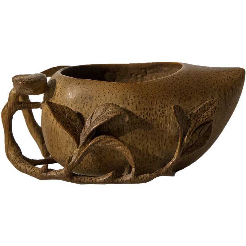 清代竹雕桃形水盂物件收藏品文玩古董真品文房装饰摆件