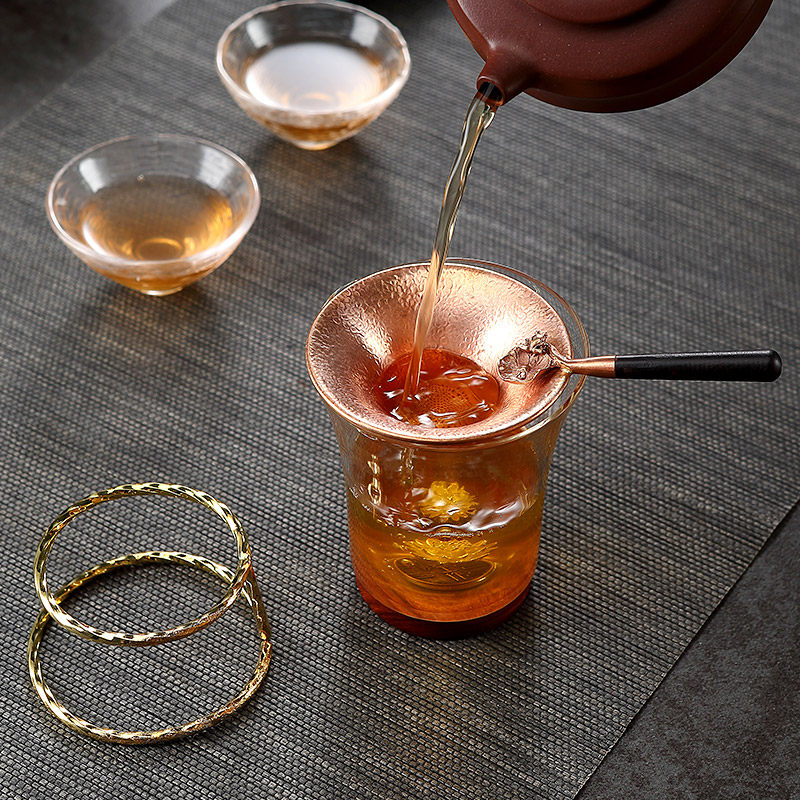 久堂纯铜功夫茶漏茶滤茶叶滤网过滤网滤茶器茶隔创意茶滤茶具配件