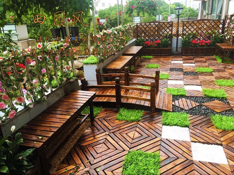 花园户外水池防腐庭院装饰鱼池小木木桥古着其它园艺用品