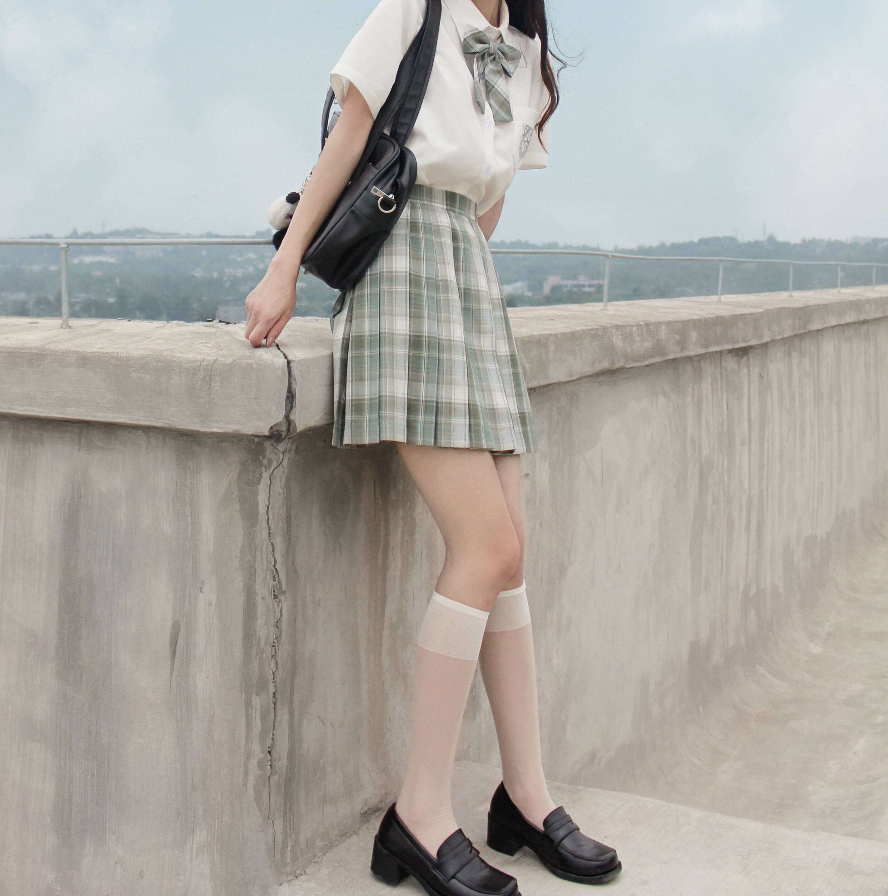 现货茶山小隐正版原创jk制服格裙夏日绿格jk