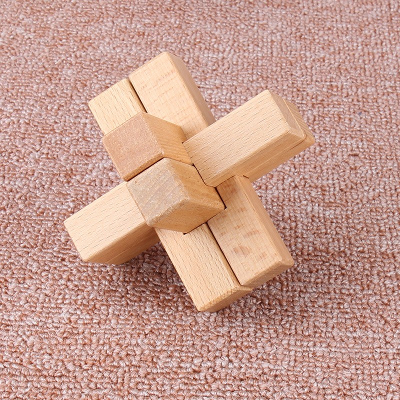 孔明锁六通六根成人木制益智古典玩具鲁班大号解锁