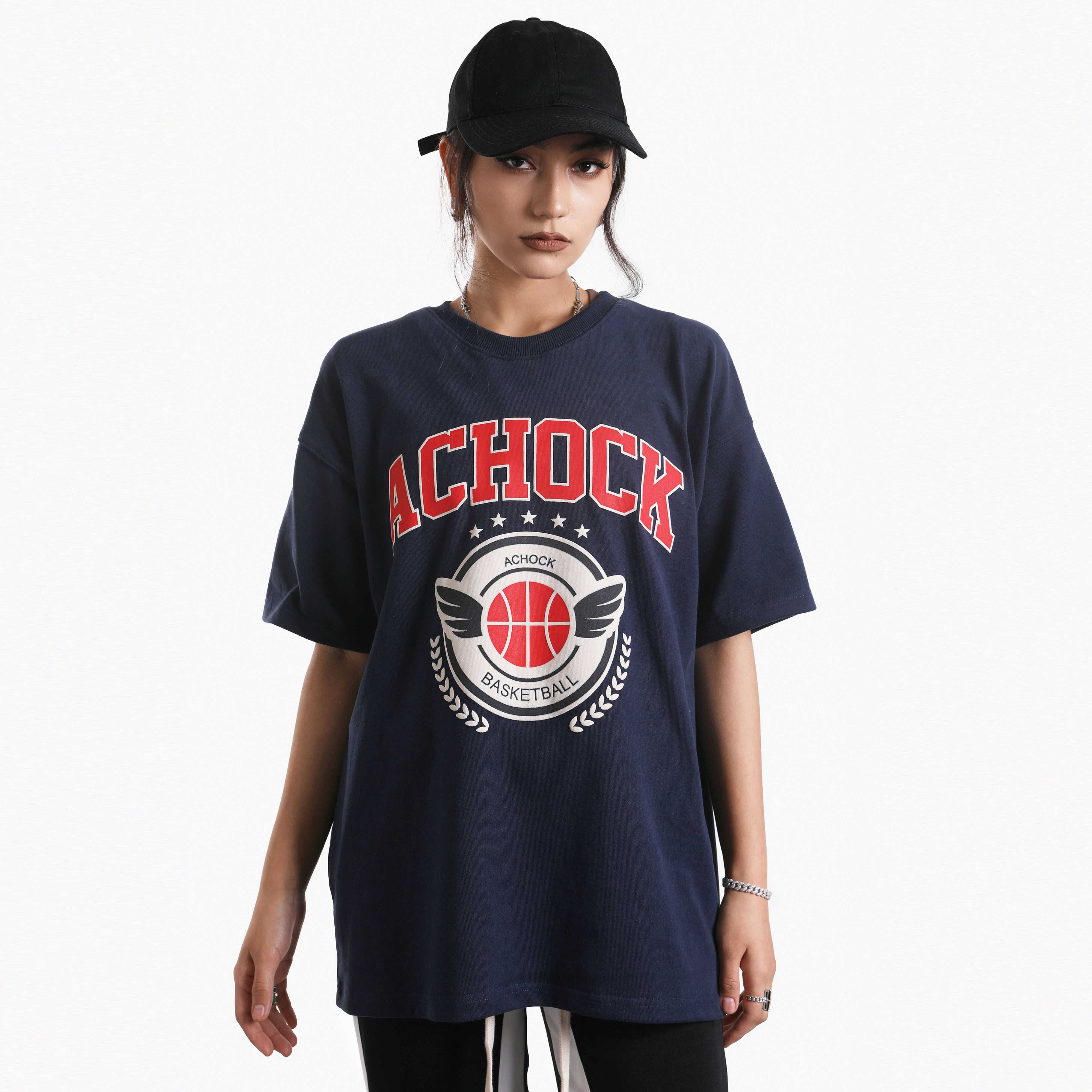 achock国潮原创篮球印花短袖t恤