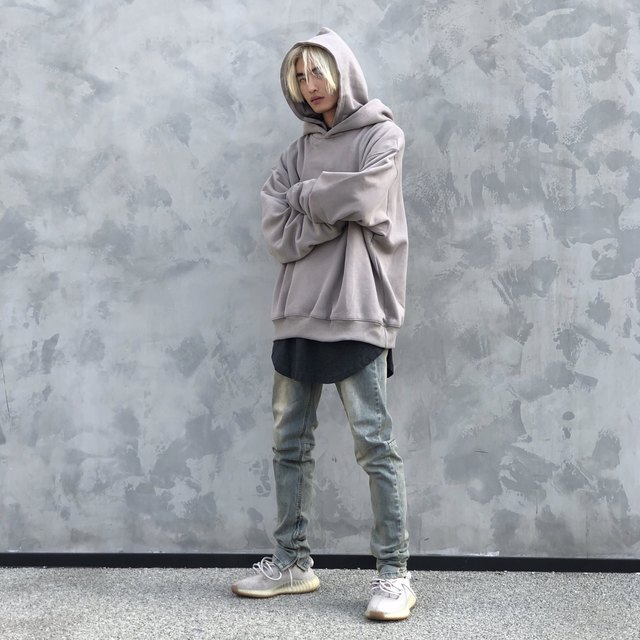 A chock original independent god gray double-hat sweater plus velvet warm loose hooded sweater men and women trend A chock original independent god gray double-hat sweater plus velvet warm loose hooded sweater men and women trend