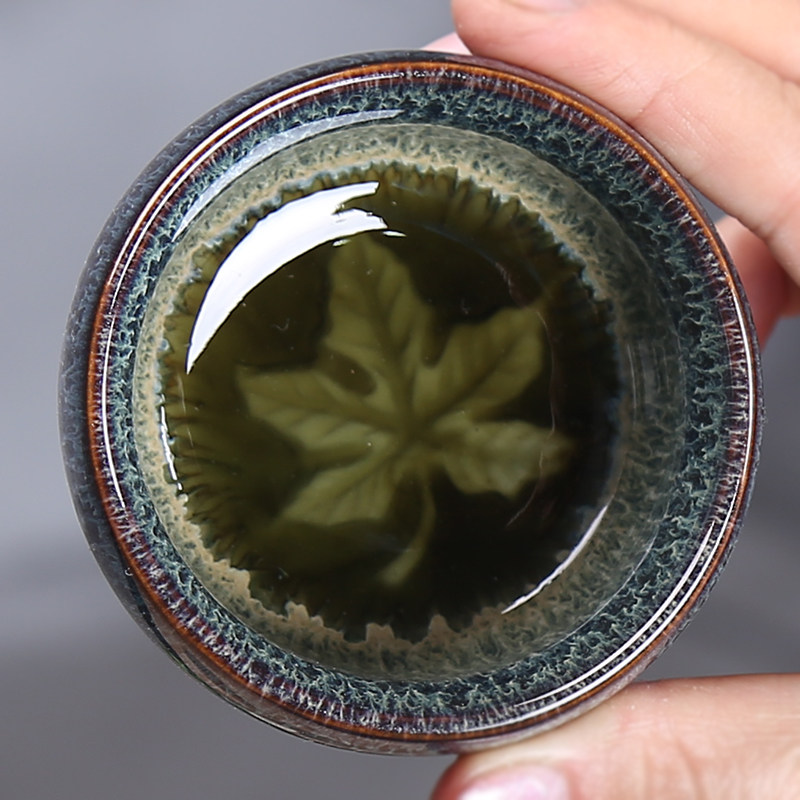 茶杯田禾窑窑变品茗天目个人杯纯手工盏杯功夫茶杯