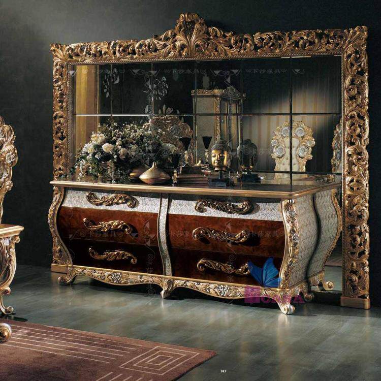 法式宫廷欧式古典意大利家具餐边柜镜子储物柜豪宅餐边柜