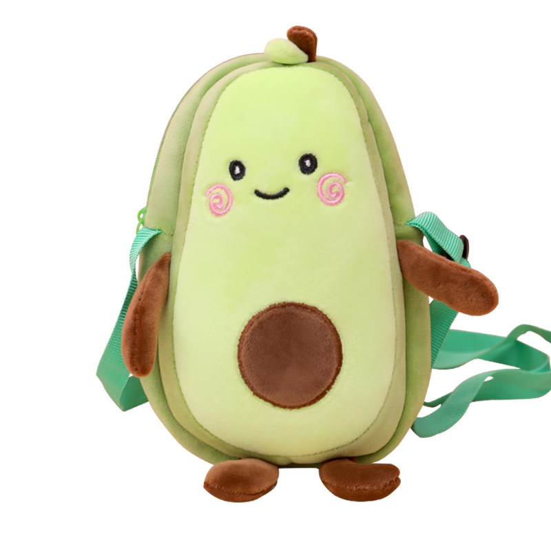 超萌ins可爱牛油果宝宝毛绒玩具儿童小斜跨背包布娃娃生日礼物女