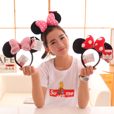 正版迪士尼米老鼠米奇头箍米妮蝴蝶结发箍游玩头饰儿童生日礼物女