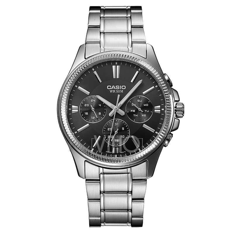 海外直邮 正品卡西欧casio手表男士钢带指针防水时尚mtp-1375d-1a