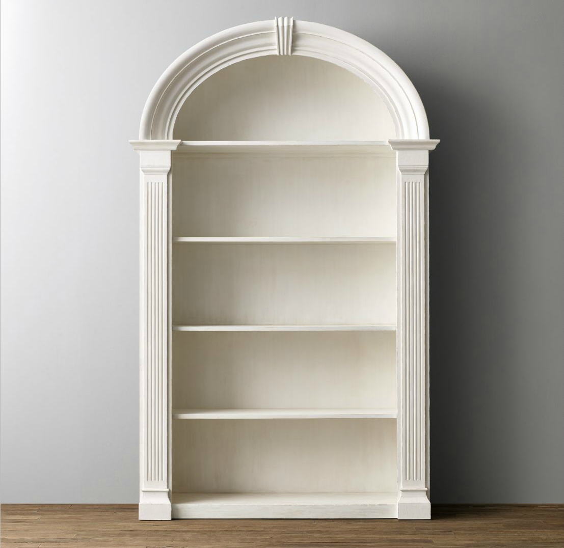 美式乡村法式仿古家具定制 拱形书柜儿童房书橱书架象牙白展示柜