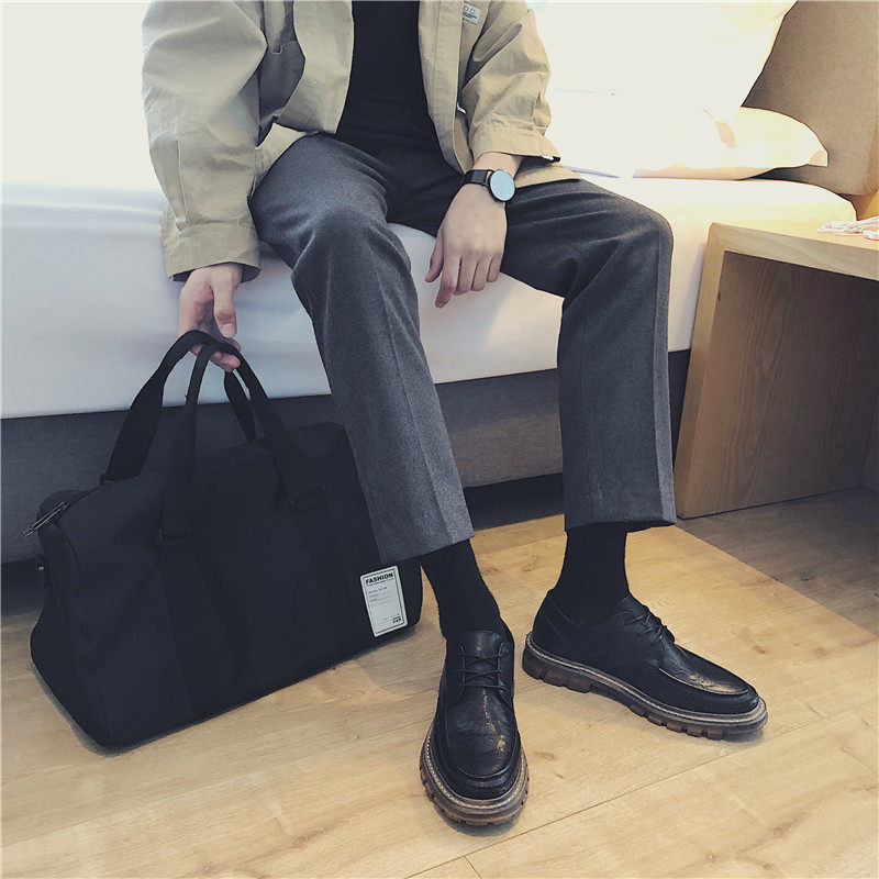 夏季休闲皮鞋男青少年配西装男士英伦风工装鞋百搭低帮马丁靴潮鞋