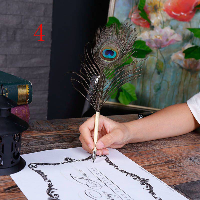 羽毛笔复古欧式孔雀鸡毛蘸水笔沾水笔生日礼物钢笔学生品diy
