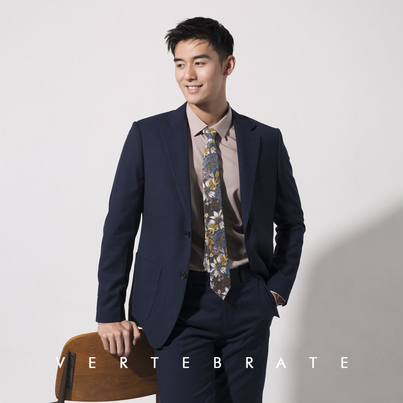 脊椎动物男装深藏青色男士工作服西装深蓝色西服职业装西服