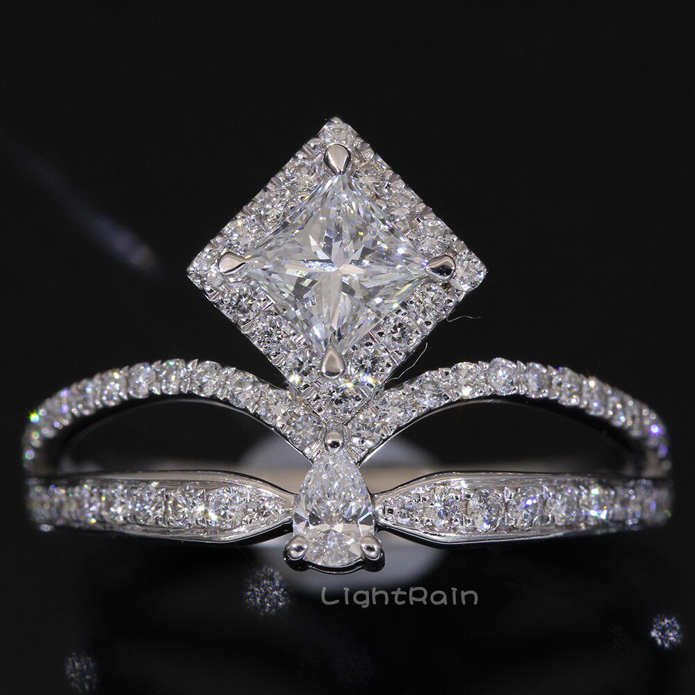 钻戒gia证书裸钻定制1克拉50分结婚公主方形手饰