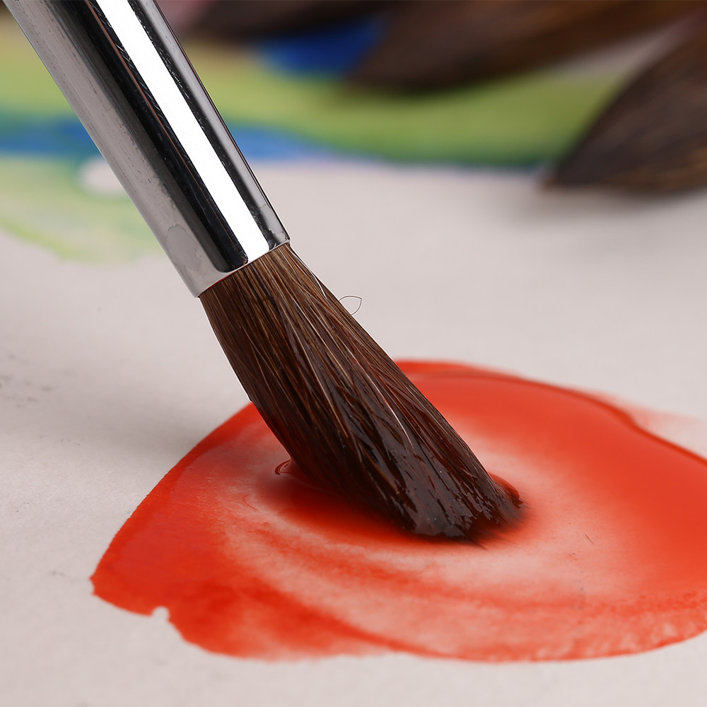 进口颜料水粉鬃毛马鬃毛平头尖头画笔韩国水彩画水粉