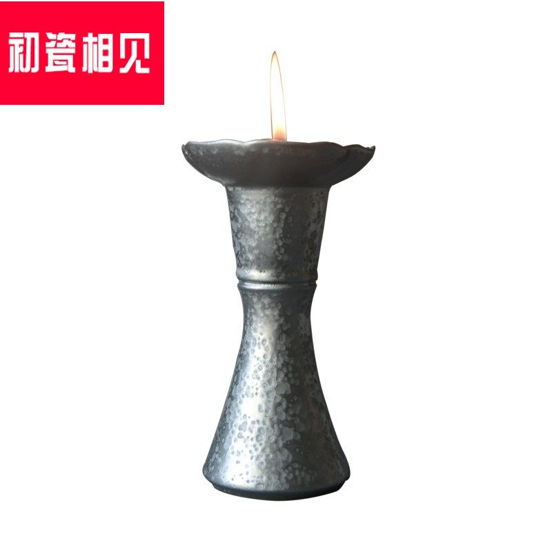 初瓷相见景德镇陶瓷手工刷银灯烛莲花花灯盏禅意烛台茶道