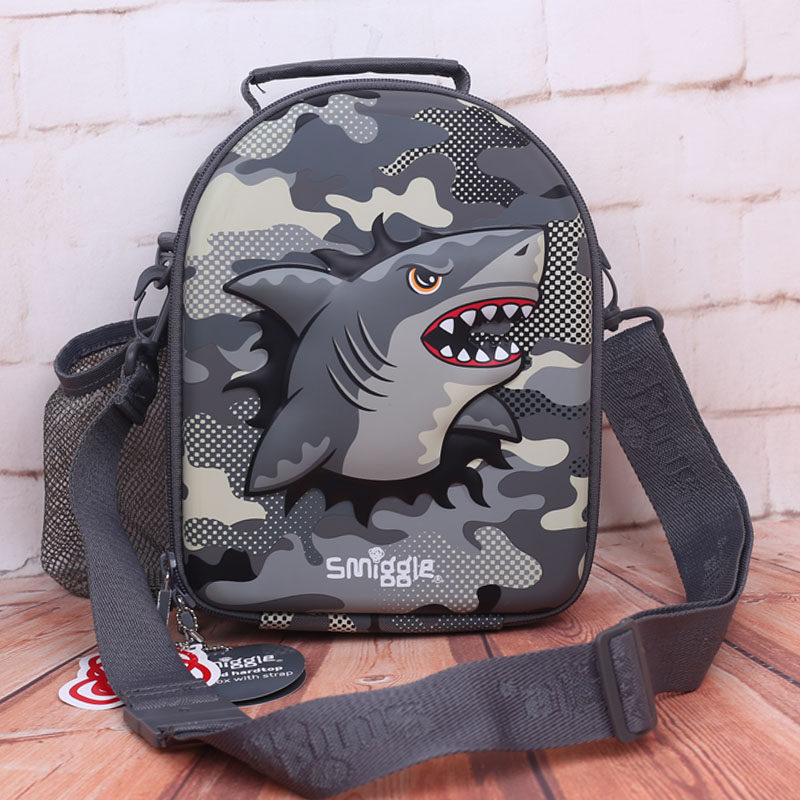 现货澳洲smiggle文具灰色尖牙大嘴鲨鱼书包笔盒学生书包