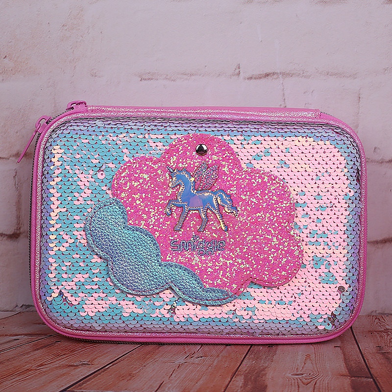 现货澳洲smiggle学生粉色云朵独角兽笔盒书包系列学生书包