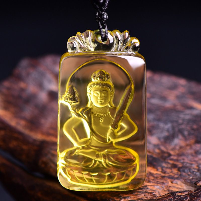 天然黄水晶虚空菩萨生肖本命佛属牛属吊坠守护神项坠