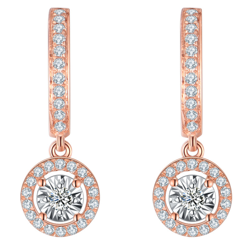 钻石耳钉18k金白金搭配百搭白金耳环金玫瑰女彩耳饰