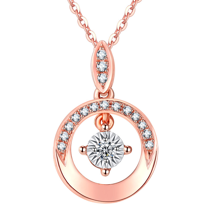 项链钻石18k白金金白金玫瑰链女灵动锁骨吊坠颈饰