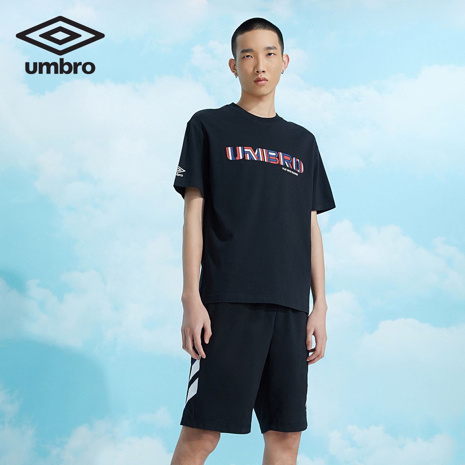 茵宝umbro2021年夏季新款男子百搭短袖运动时尚简约运动t恤