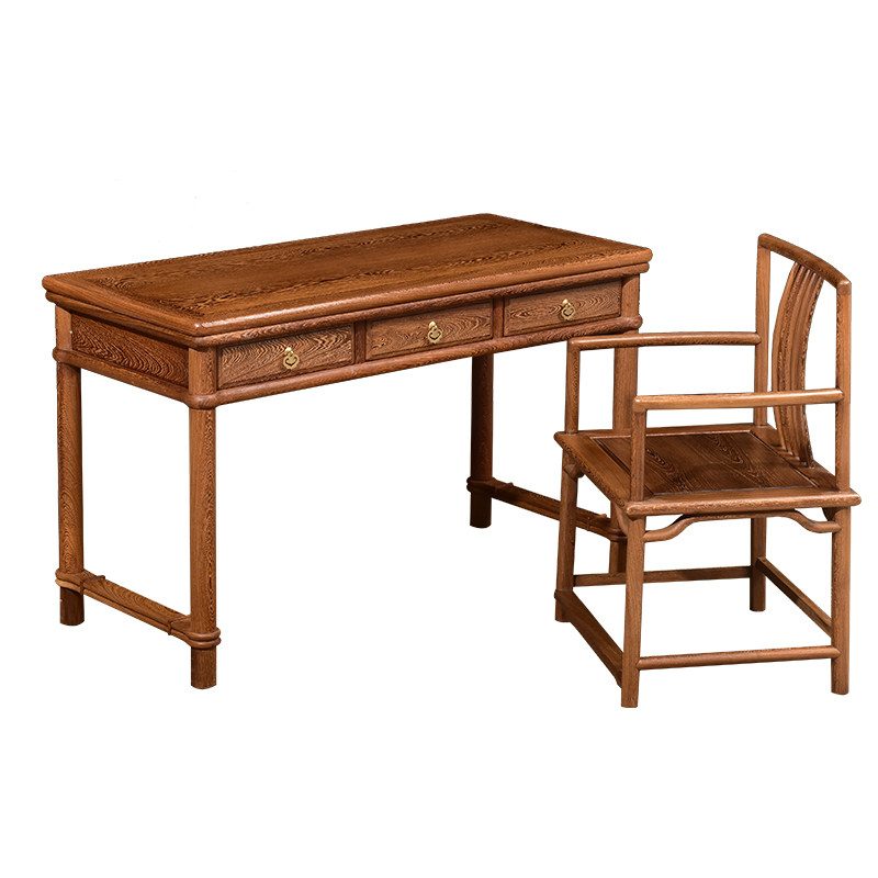 红木家具鸡翅木书桌实木仿古办公桌中式写字台学习书房书桌