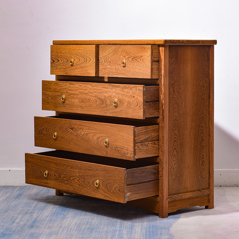 红木家具鸡翅木卧室储藏柜素五斗柜中式实木收纳柜储斗柜