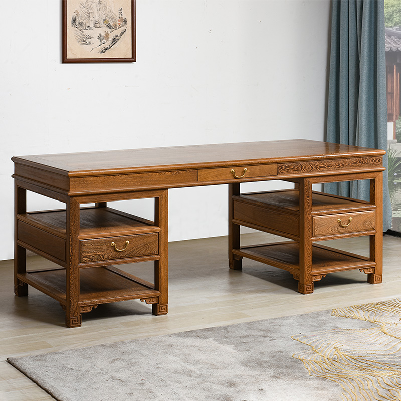 红木家具鸡翅木画案书法桌椅组合合新中式书房实木书桌