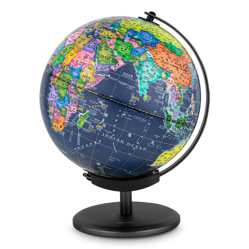 教学得力用地中英底座金属立体擦写版可地理地球仪