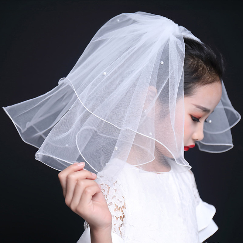 公主头纱儿童蓬蓬珍珠写真拍照道具超仙新娘头纱