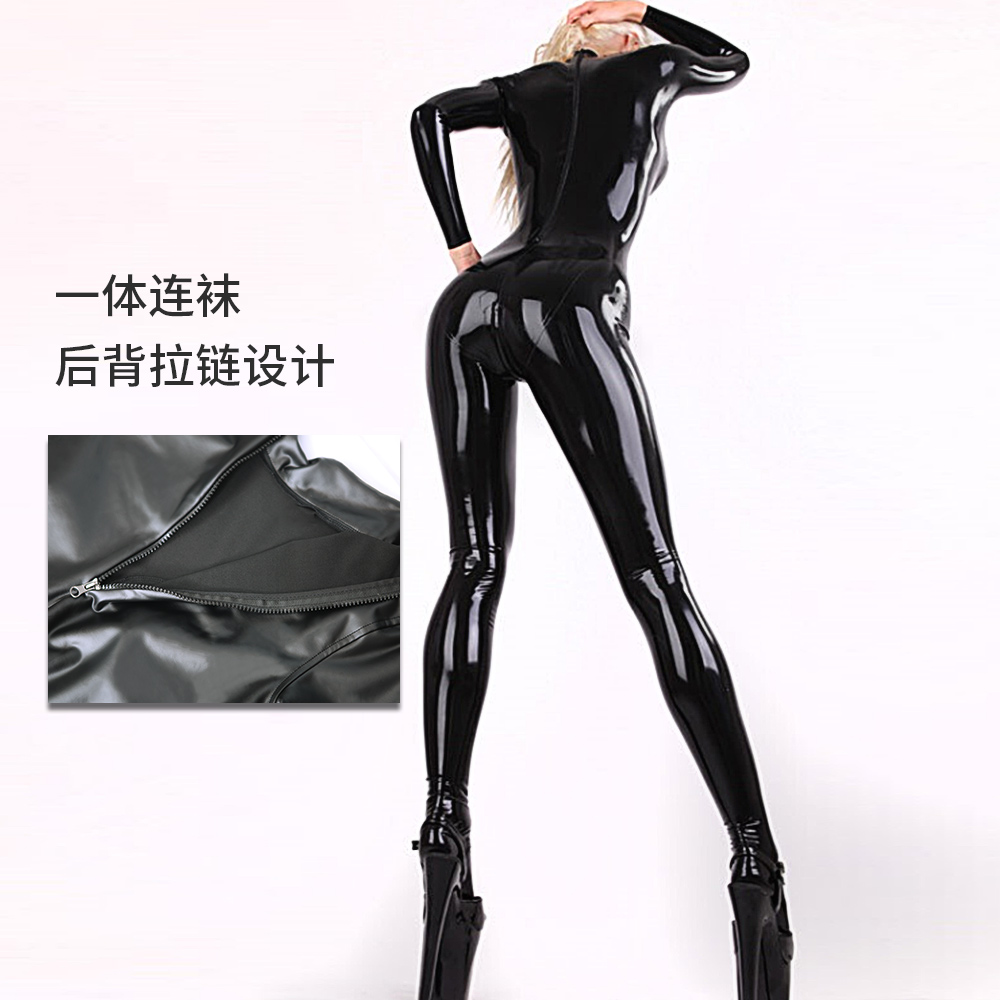 魅色性感时尚乳胶连体衣紧身衣gq26演出服道具全包塑身连体衣