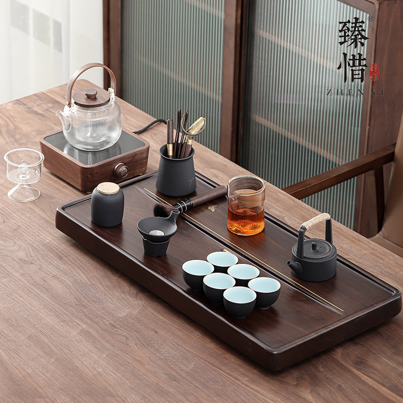 套装臻惜高端檀木茶盘家用办公实木茶台客厅茶盘