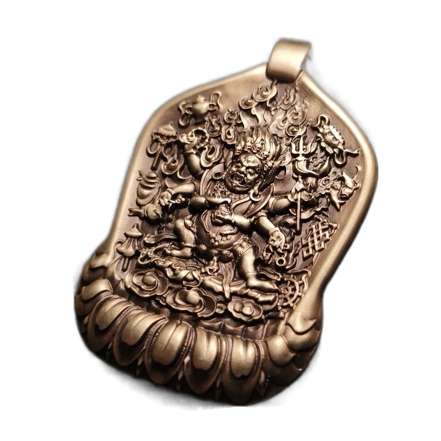 藏传佛教思沛精致铜雕六臂玛哈拉大黑天财神三字佛教工艺品