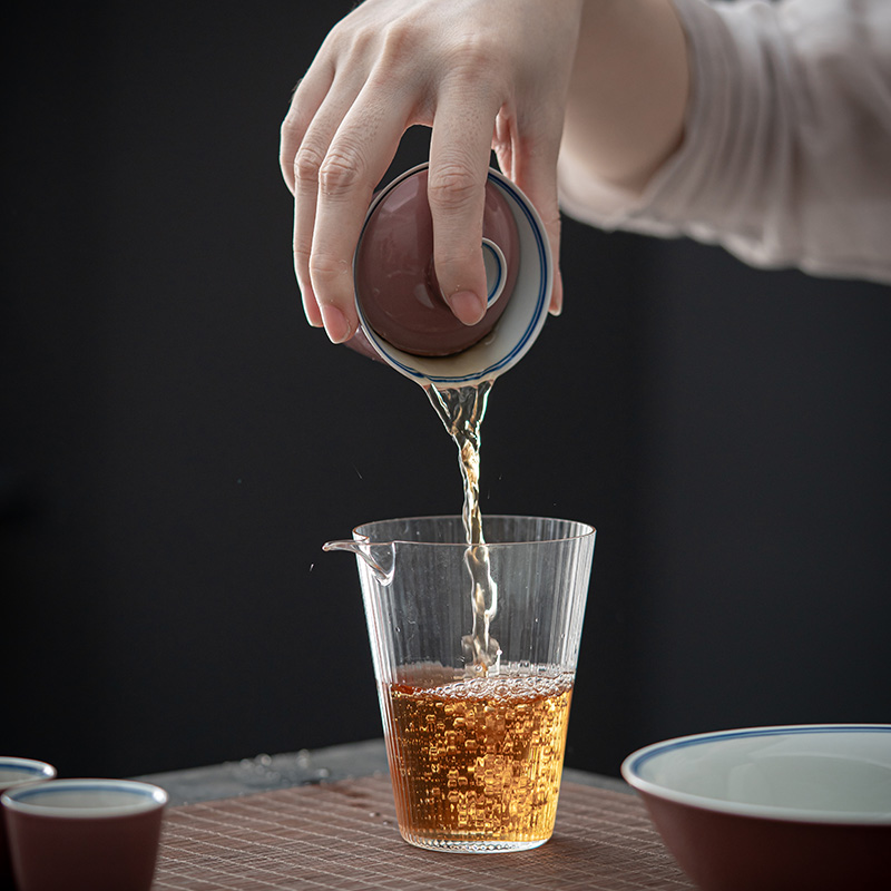 舍己宜物豇豆红盖碗茶红泡茶碗摆台手绘双线三才盖碗套装功夫茶具-mc