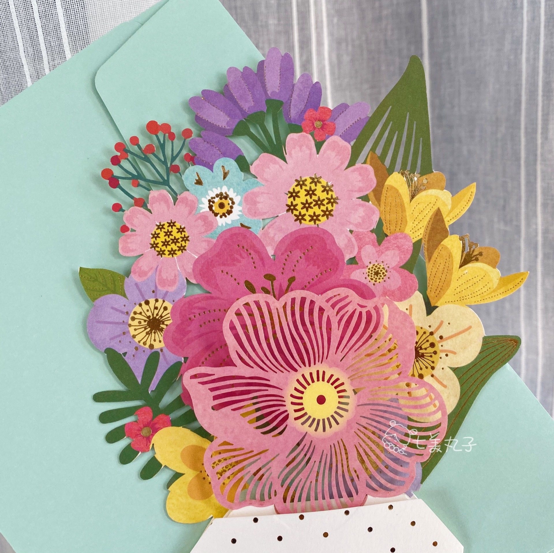 韩国简约3d花朵立体贺卡感谢老师贺卡