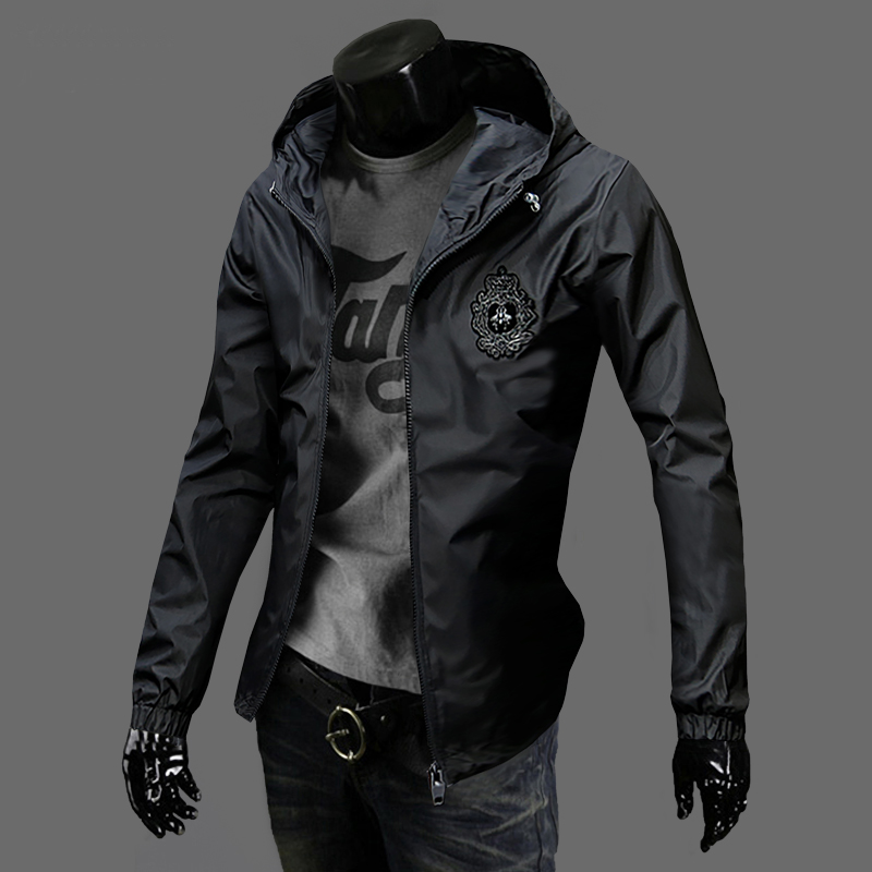 春秋百搭防风防水夹克男薄款连帽休闲简约潮牌修身男士欧洲站外套