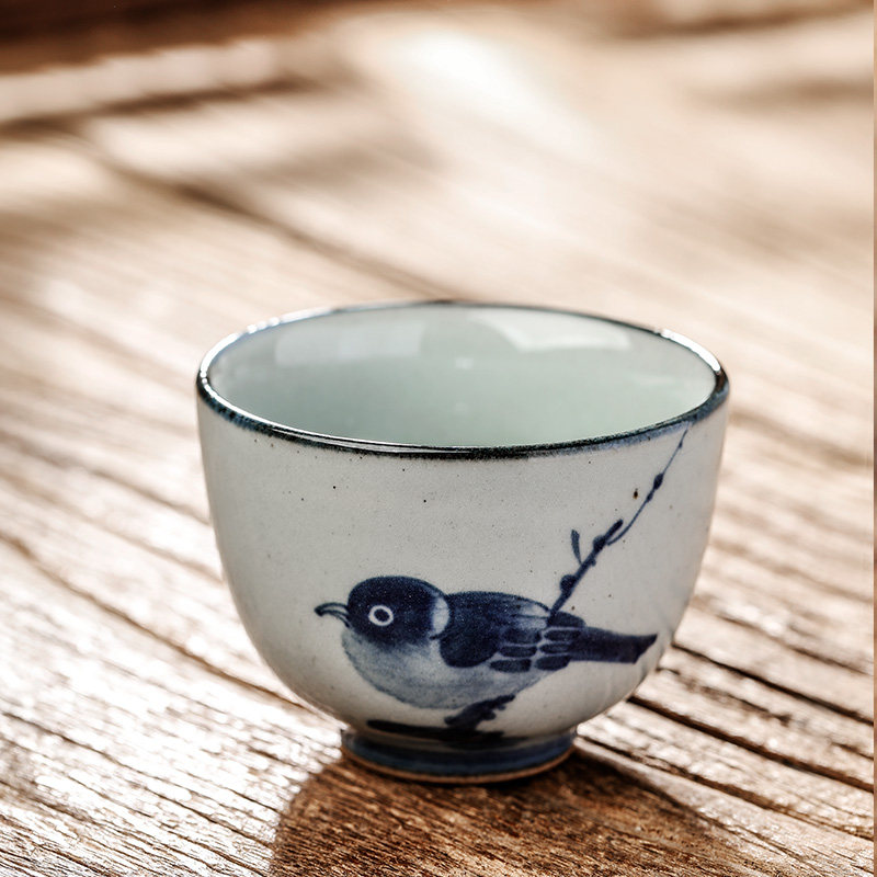 景德镇手绘青花陶瓷功夫茶杯子单个专用个人主人茶杯