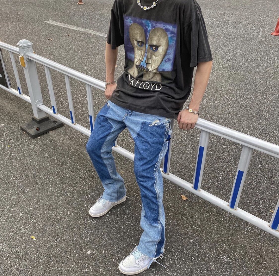 pinkfloyd摇滚乐队短袖vintage做旧水洗复古fog高街t恤