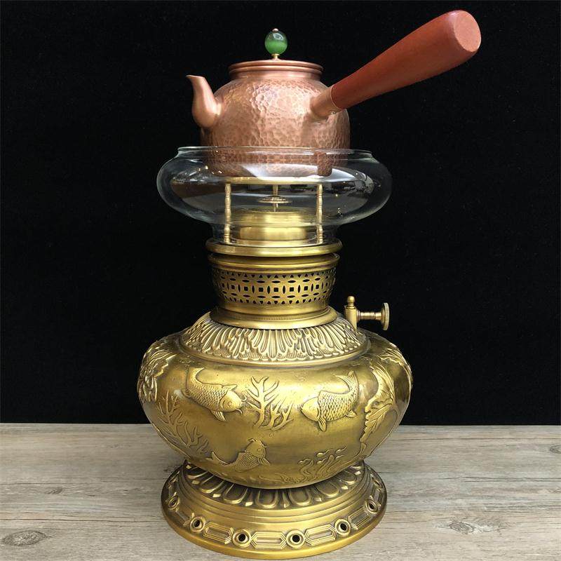 年年有余纯铜空气气灯煮茶活火茶灯茶炉煤油酥油功夫茶具