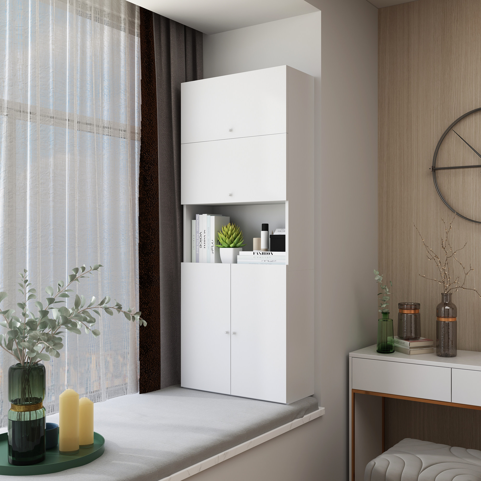 飘窗柜储物柜阳台收纳小书书柜卧室落地置物柜飘窗柜