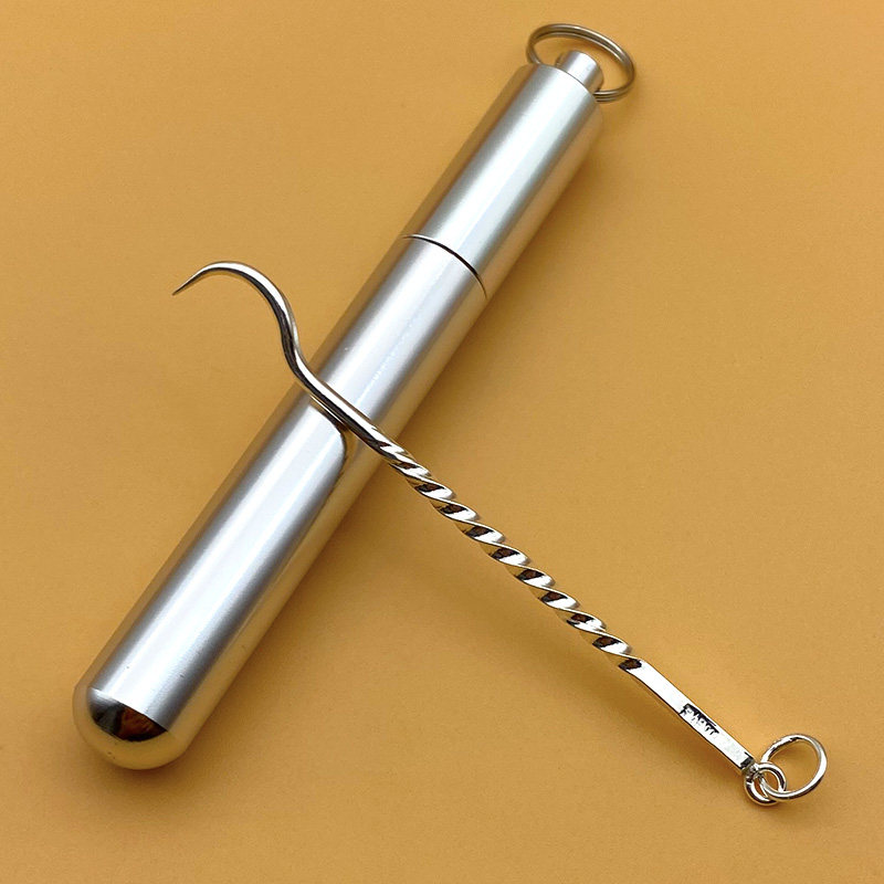 纯银牙签高级金属银匠手工手工制制作弯勾剔牙牙签