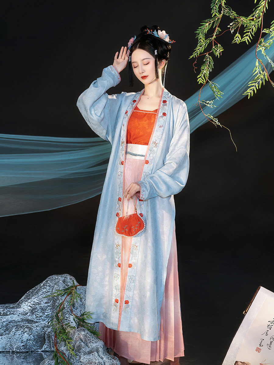 钟灵记裙夏百迭吊带宋抹背心两片飞机宋制长褙汉服