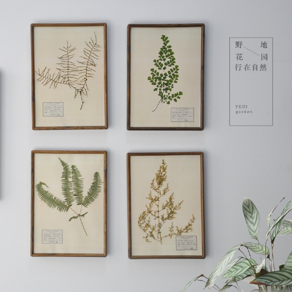 朴一植物标本装饰画挂画照片墙手作复古花卉标本创意礼品实木画框