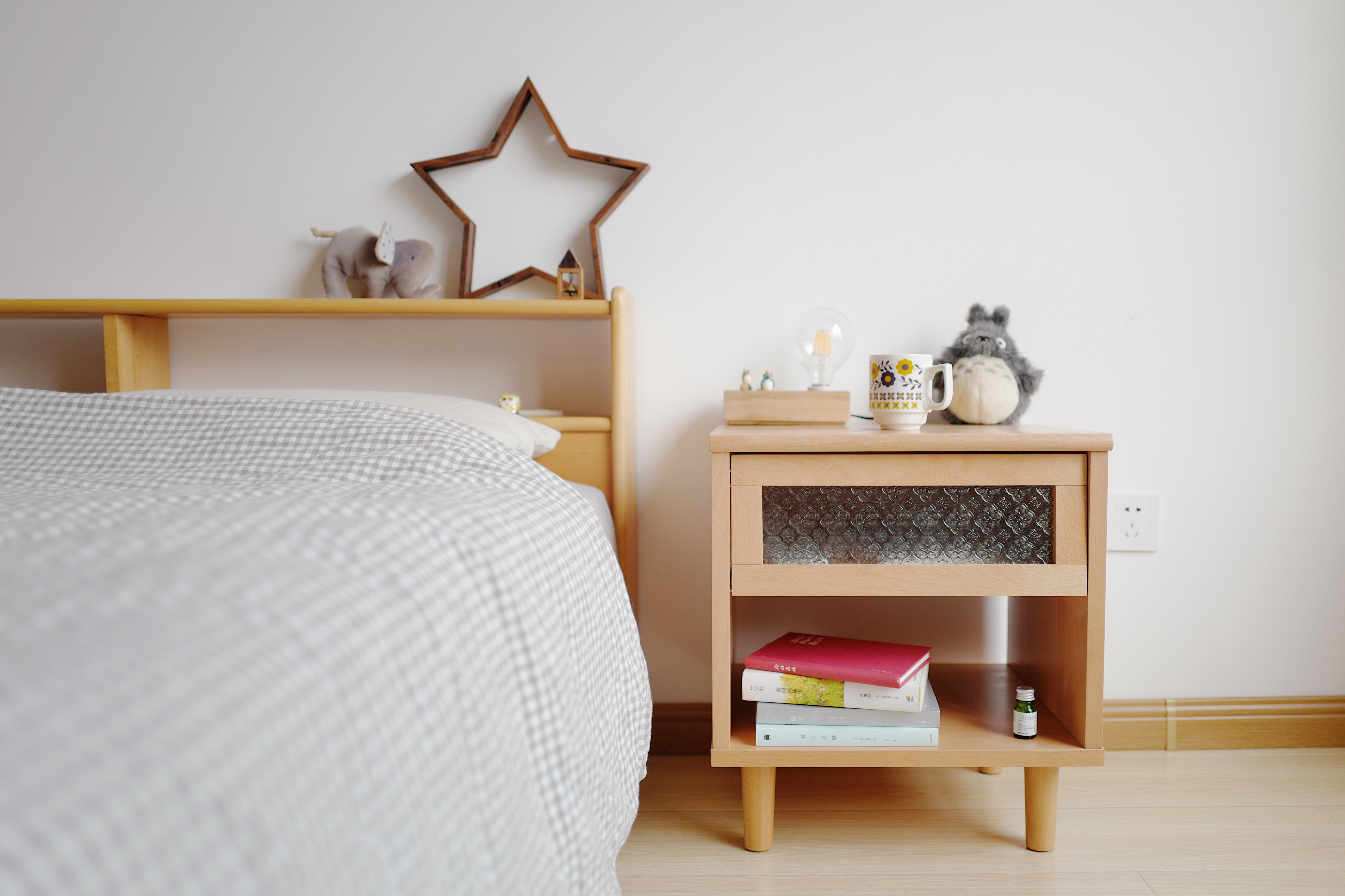 nest小岛晚安早上好床头柜原创设计森系北欧日式床头柜