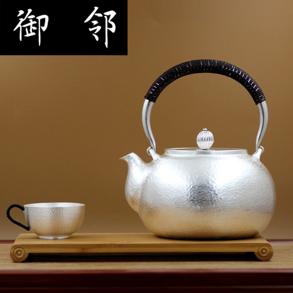茶具纯银烧水壶手工泡茶茶壶茶杯一张打银壶送礼茶壶