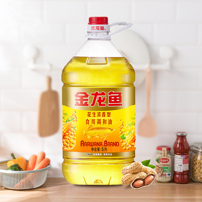 金龙鱼花生浓香食用调和油5l桶装家用炒菜烹饪花生油