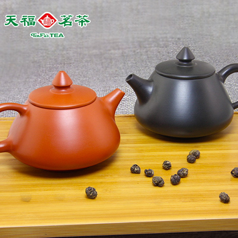 天福茗茶 杨文吉素面壶 台湾紫砂壶全纯手工名家大师墨泥茶壶收藏
