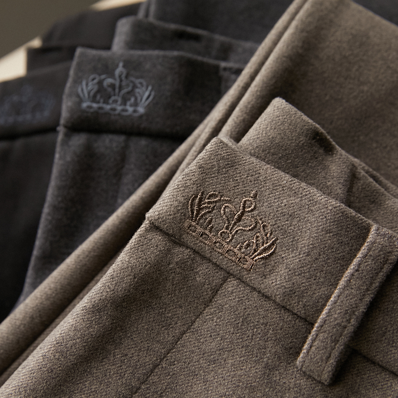 皇冠系列！加厚磨毛料！冬季新款男士小直筒修身休闲裤长裤男裤