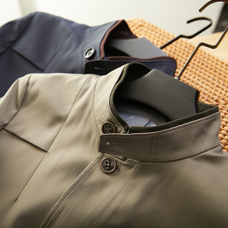 福利！可以称之为惊喜！2021春季新款男立领商务休闲纯色风衣外套