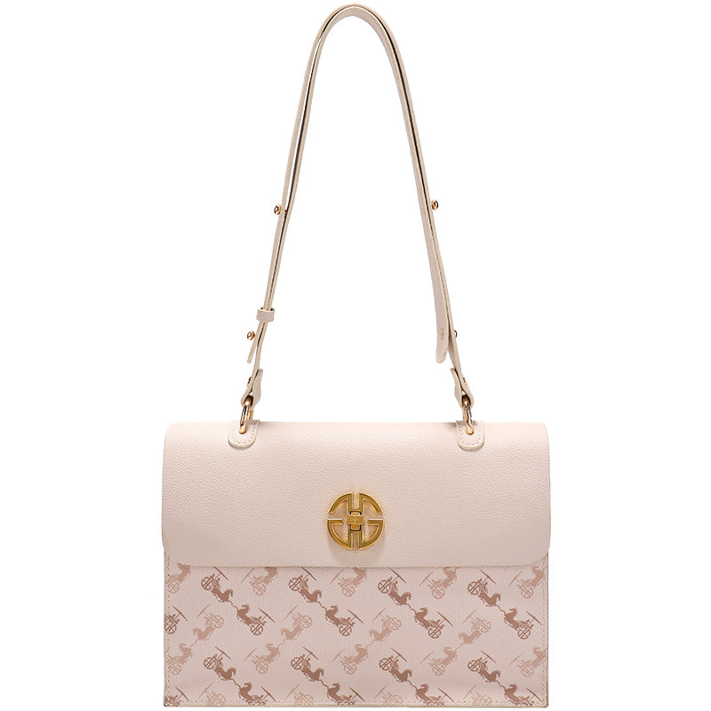 韩谷儿轻奢国潮ghg白色小众设计单肩大容量包包女士包袋